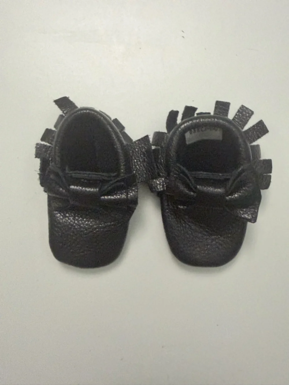 Bare Soles Moccasins Leather Soft Bow Black Baby Size 1 NB-3m